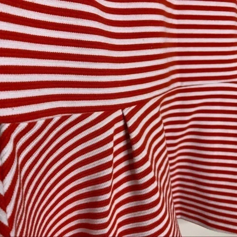 Anthropologie Red and White Striped Peplum Blouse - Picture 6 of 8